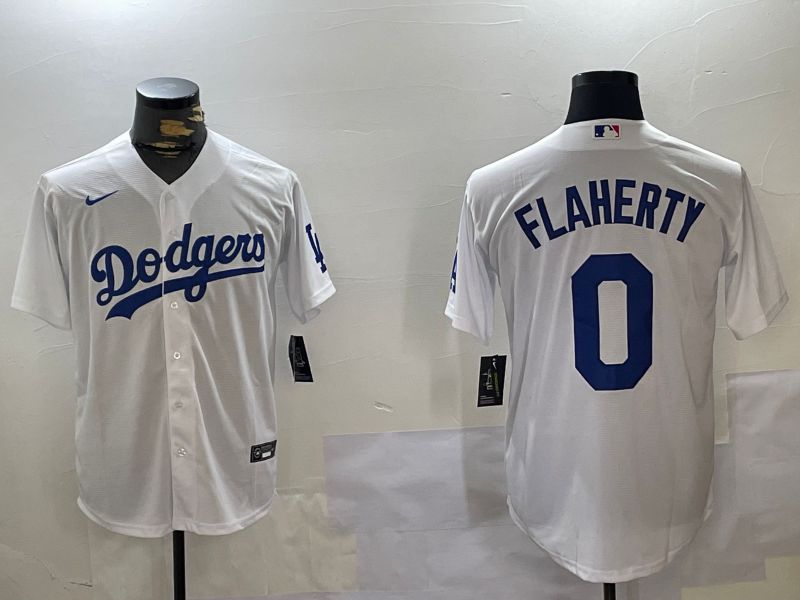 Men Los Angeles Dodgers 0 Flaherty White Game 2024 Nike MLB Jersey style 1120